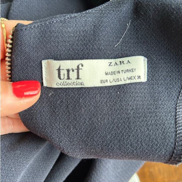 Zara Trafaluc Navy Knit Crewneck Ribbed Hi-Lo Hem Shirt Dress - Large - Picture 7 of 10